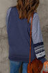 Contrast Print Striped Raglan Crew Neck Loose Long Sleeve Top
